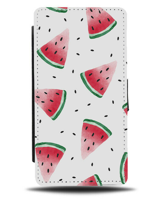 White Oil Painting Watermelon Flip Wallet Case Water Melon Seeds Seeded E769
