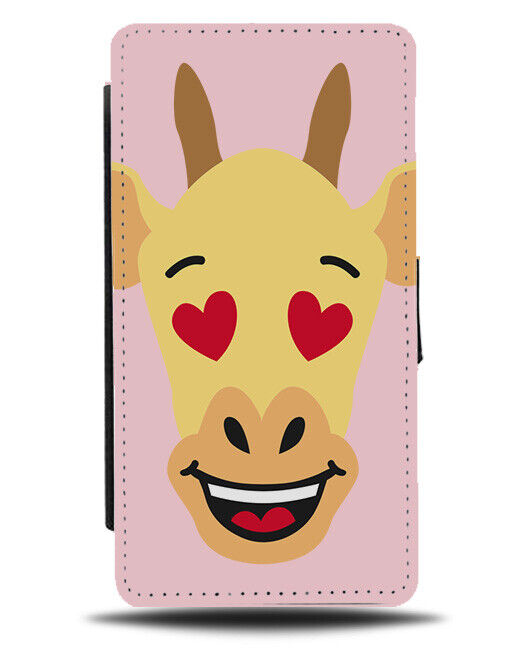 Loved Up Giraffe Face Flip Wallet Case Love Heart Eyes Hearts Romantic J457