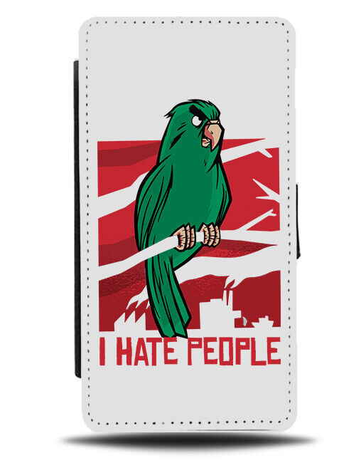 I Hate People Flip Wallet Case Funny Angry Parrot Anti Social K943