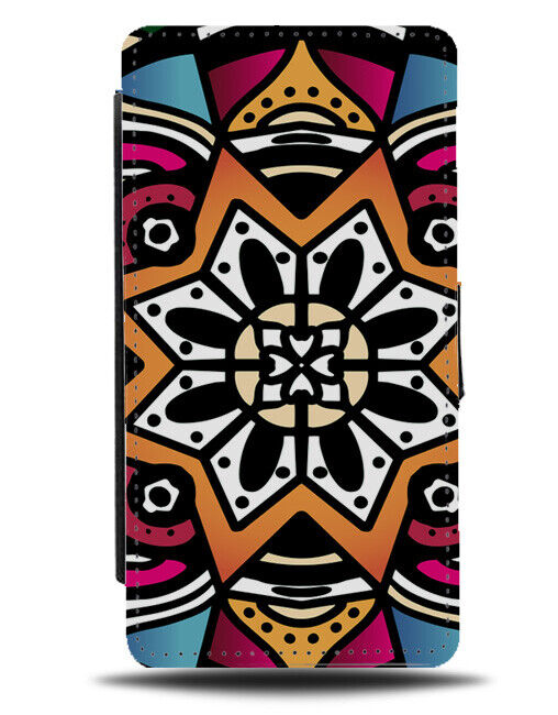 Indian Colours and Shapes Flip Wallet Case Tribal Traditional Pattern J580