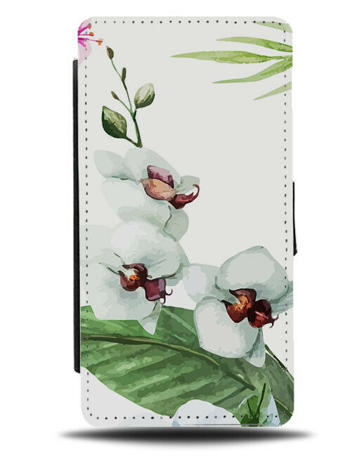 White Orchid Painting Flip Wallet Case Orchid Flowers Flower Floral Picture G953