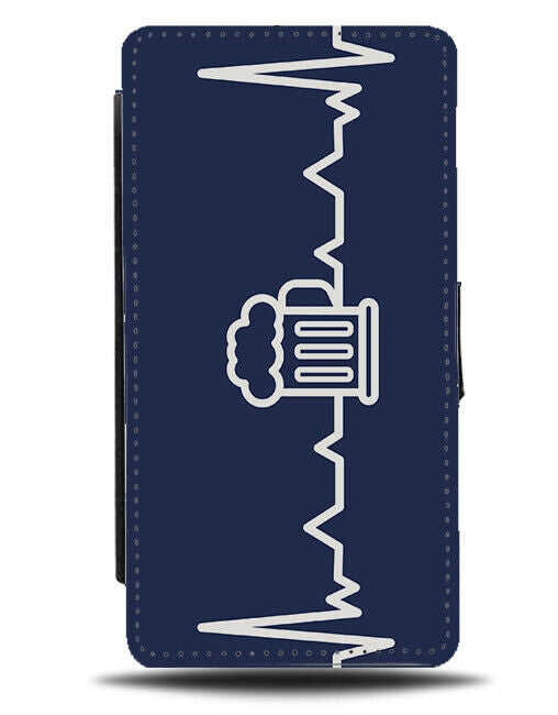 Beer Heartbeat Flip Wallet Case Beers Silhouette Pint Mens Dads Funny E655