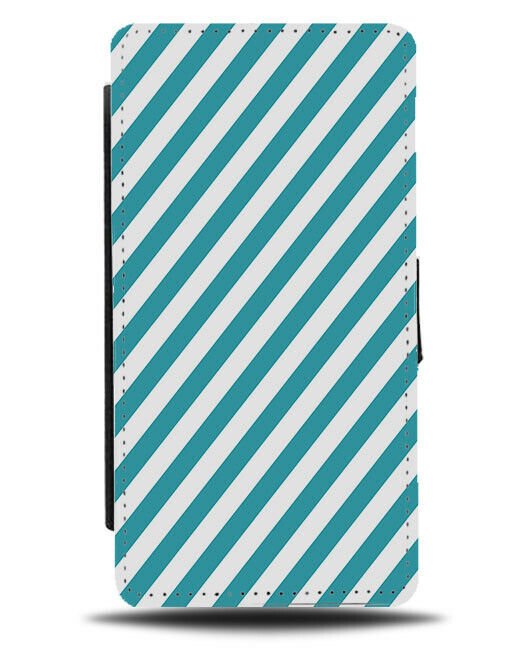 Turquoise Green Coloured Stripes Flip Wallet Case Stripes Band Bands Lines G438