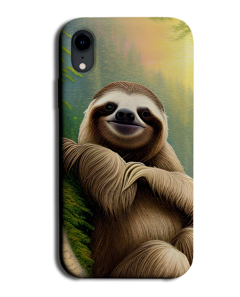 Airbrush Sloth Artwork Phone Case Cover Painting Print Sloths Bear Chilling CP47