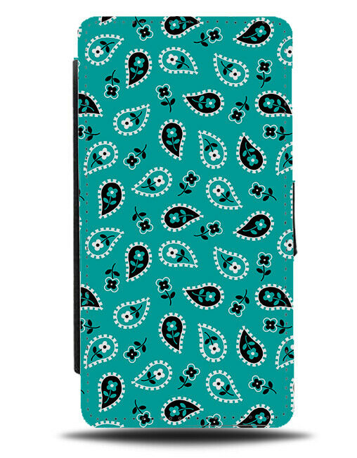 Turquoise Green Flip Wallet Case Black White Indian Moroccan Tribal Pattern G623