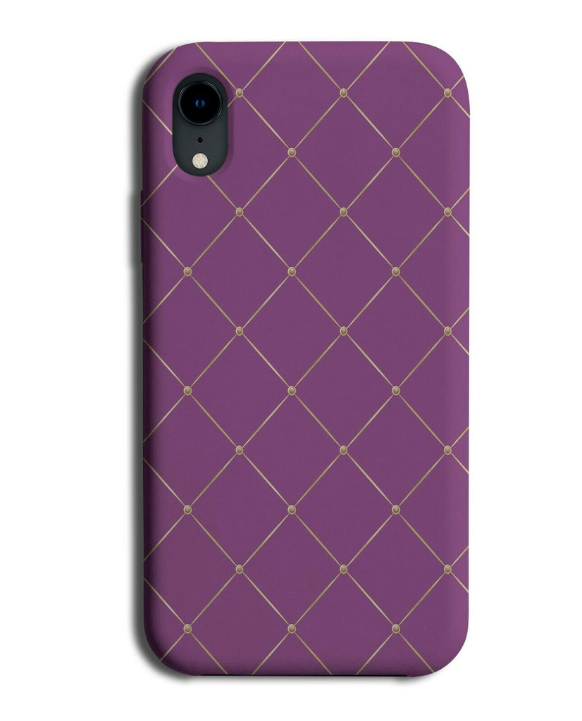 Dark Purple and Gold Trim Chequered Design Phone Case Cover Squares Shapes G216