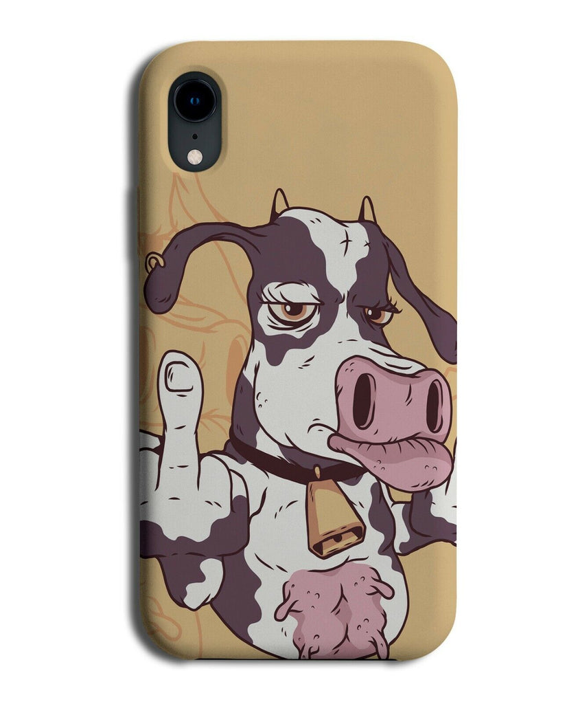 Swearing Cow Cartoon Phone Cover Case Cows Middle Finger Gesture Hand Up J140