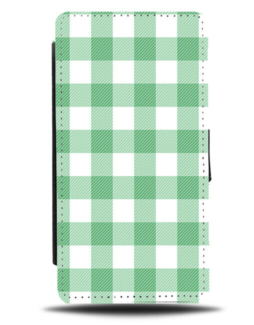 Chequered Green Flannel Design Flip Wallet Case Squares Tartan Gingham E778