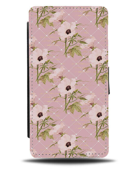 Dark Hot Pink Flower Pattern Flip Wallet Case Print Flowery Flowers F043