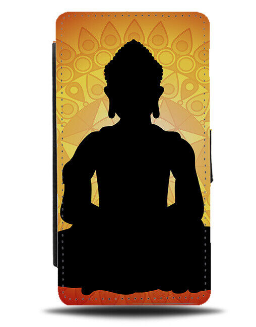 Mediating Buddha Silhouette Flip Wallet Case Indian India Outline Shadow J569