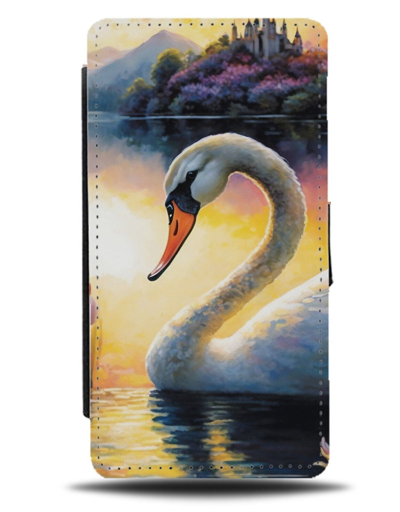 Swan Watercolour Painting Print Flip Wallet Case Oil Painting Water Colour BC64