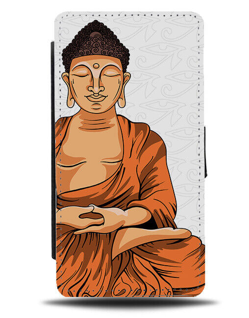 Cartoon Indian Buddha Flip Wallet Case Meditating Statue Picture Hindu H568 J568