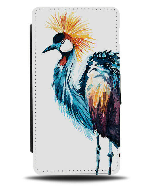 Grey Crowned Crane Flip Wallet Case Picture Painted Art Cranes Bird Birds H270