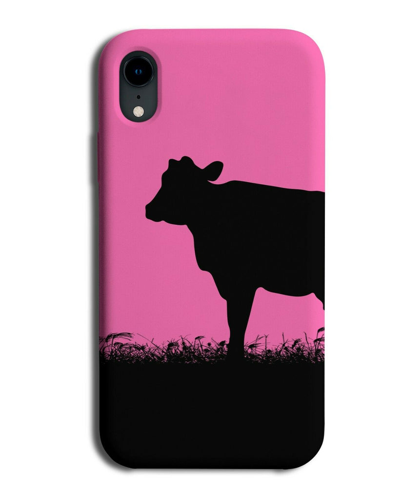 Cow Silhouette Phone Case Cover Cows Hot Pink Black Coloured I018
