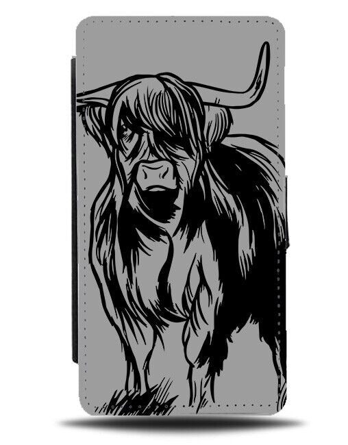 Cow Bull Long Haired Stencil Sketch Drawing Print Phone Cover Case Sketched J161