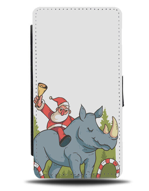 Santa Rhino Sleigh Flip Wallet Case Funny Christmas Santas Rhinos K954