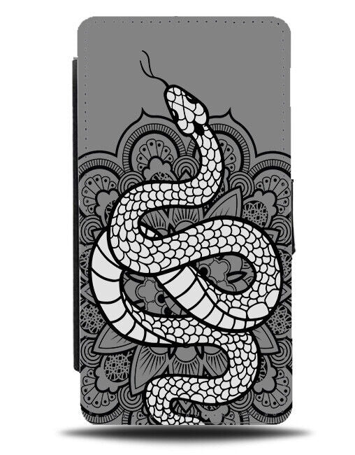 Tribal Henna Snake Design Flip Wallet Case Snakes Pattern Style Mandala K308