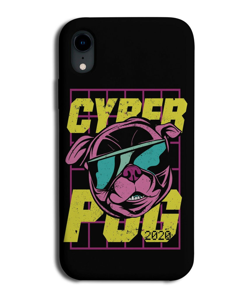 Neon 80s Cyber Pug Phone Case Cover Funny Design Retro Pugs Dog Dogs K145