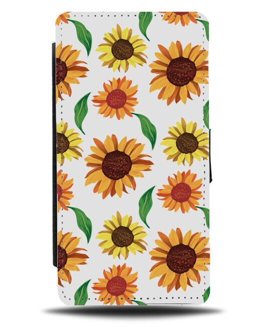 Cartoon Sunflower Pattern Flip Wallet Case Sunflowers Sun Flowers E627