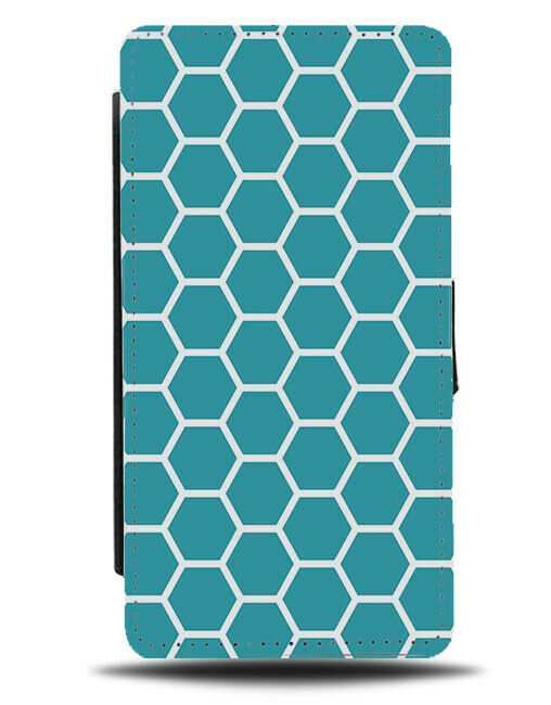 Turquoise Green Beehive Honeycomb Pattern Flip Wallet Case Design Shapes G466