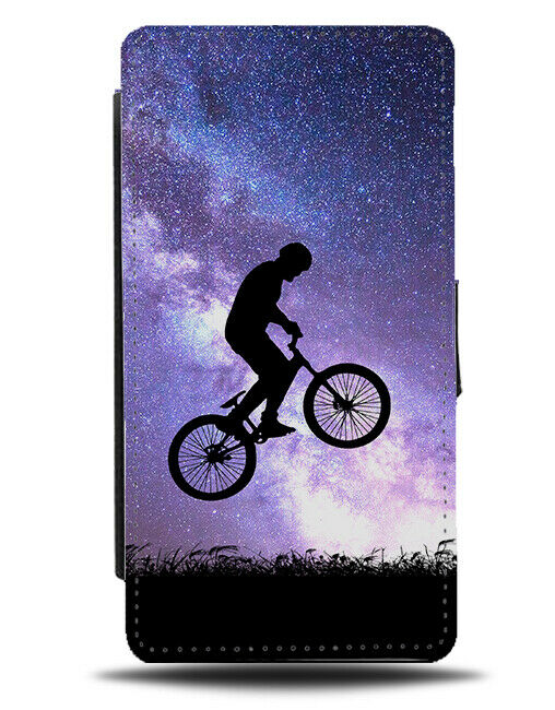 BMX Silhouette Flip Cover Wallet Phone Case Bike Wheels Galaxy Moon BMXer i732