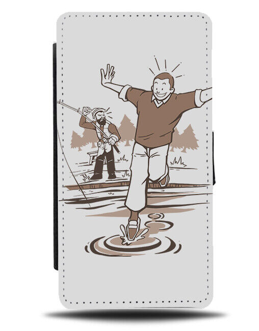 Running On Water Cartoon Flip Wallet Case Run Lake Ripple Effects Marks J373