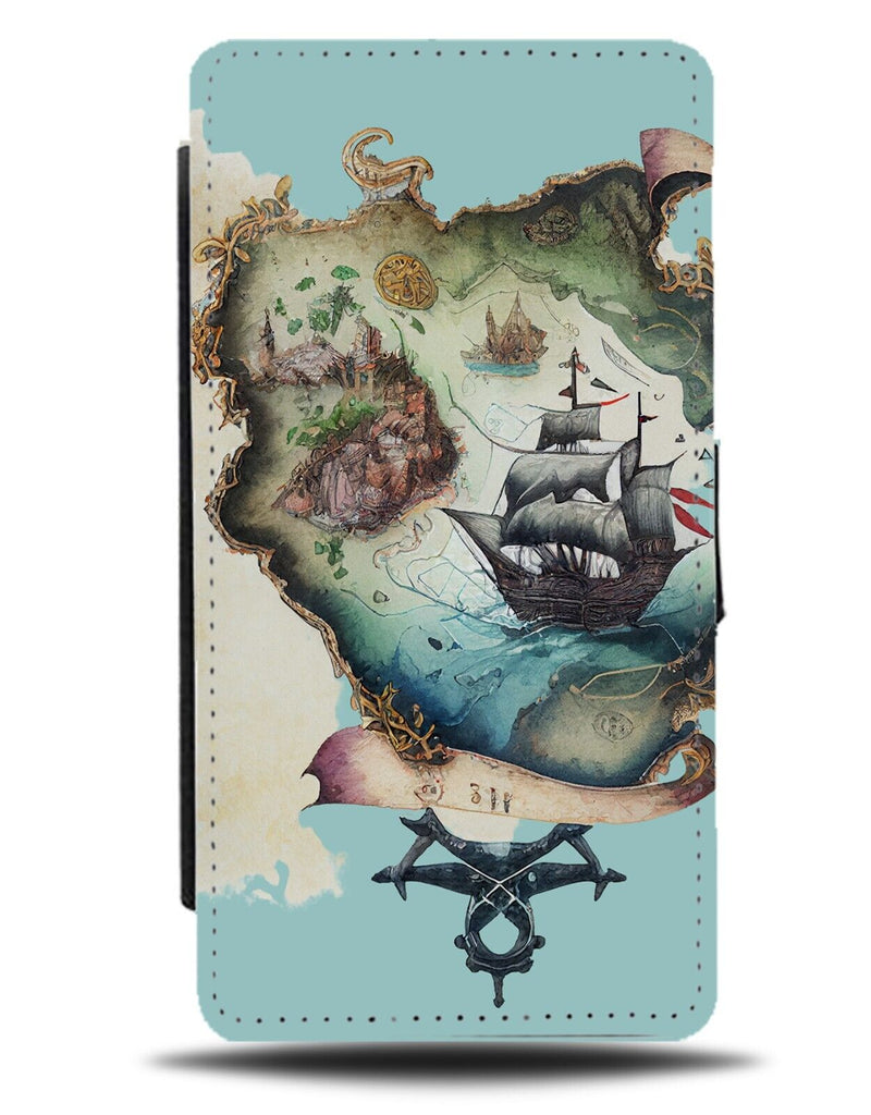 Storybook Style Pirates Treasure Map Flip Wallet Case Pirate Maps Kids DG65