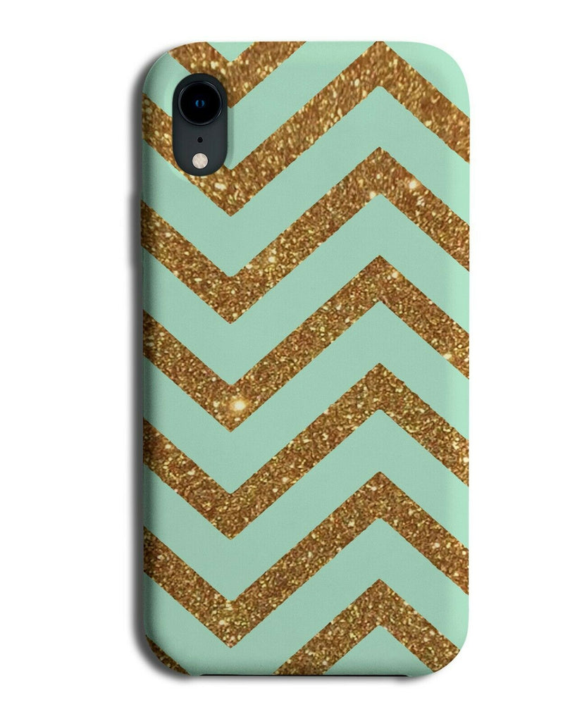 Mint Green and Golden Printed Glitter Stripes Phone Case Cover Colour B835
