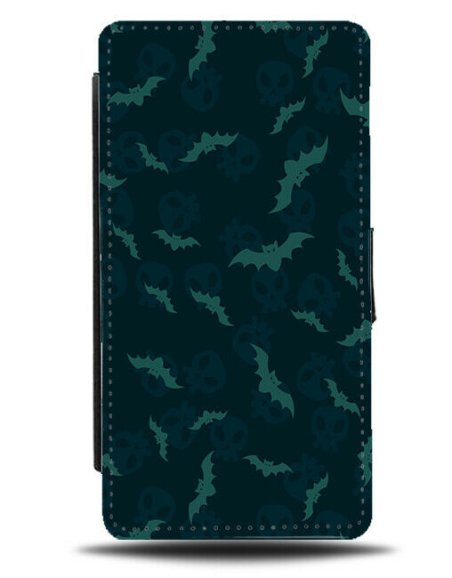 Turquoise Green and Navy Blue Bats Pattern Flip Wallet Case Bat Shapes H676