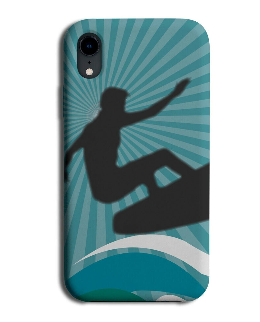 Surfing Silhouette On The Waves Phone Case Cover Design Outline Surfer K311