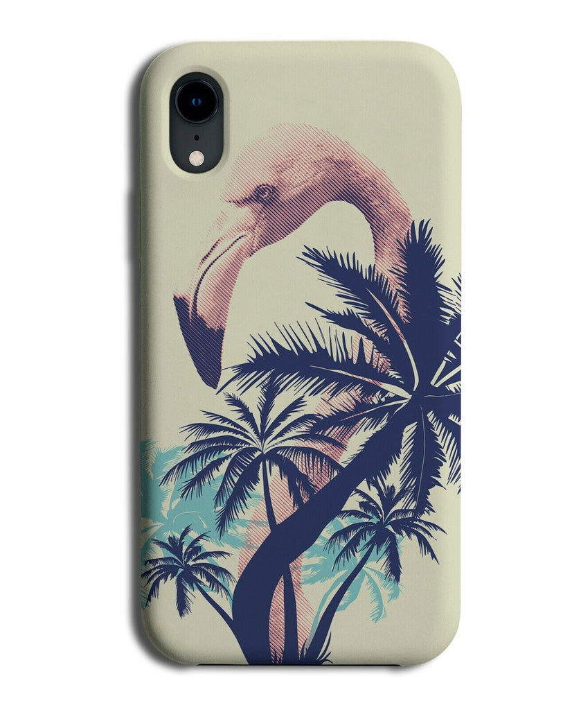 Stylish Flamingo and Palm Tree Silhouette Phone Case Cover Artistic Neon J401