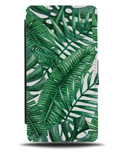 Stylish Palm Tree Leaves Pattern Flip Wallet Case Fern Fernes Jungle Nature G630