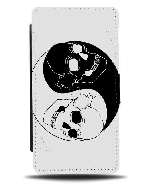 Yin Yang Flip Wallet Case Skull Skulls Ying And Yang Japanese Symbol Japan N599