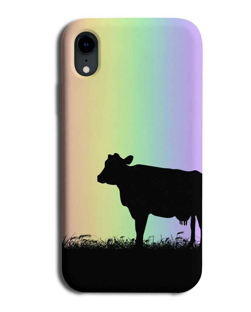 Cow Silhouette Phone Case Cover Cows Rainbow Colourful I080