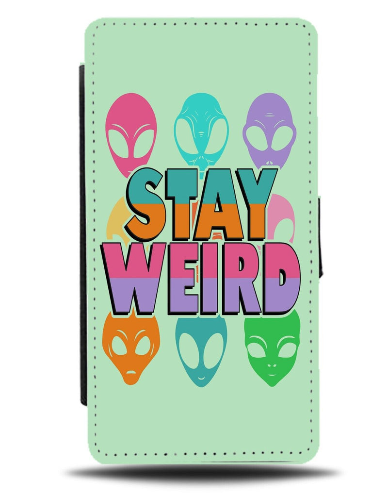 Stay Weird Alien Flip Wallet Case Aliens Faces Retro Funny Odd Oddball BG99
