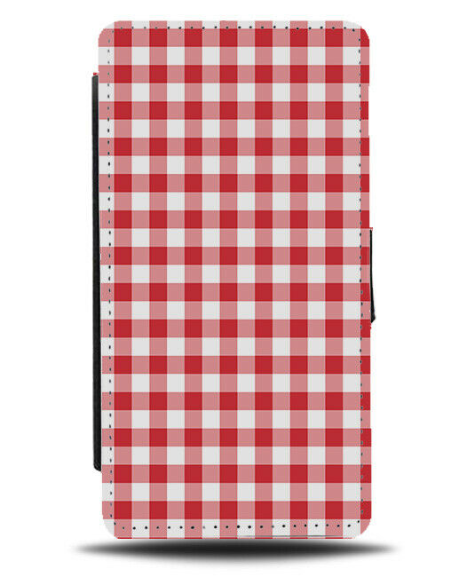 Red and White Picnic Pattern Flip Wallet Case Picnics Chequered Squares G786