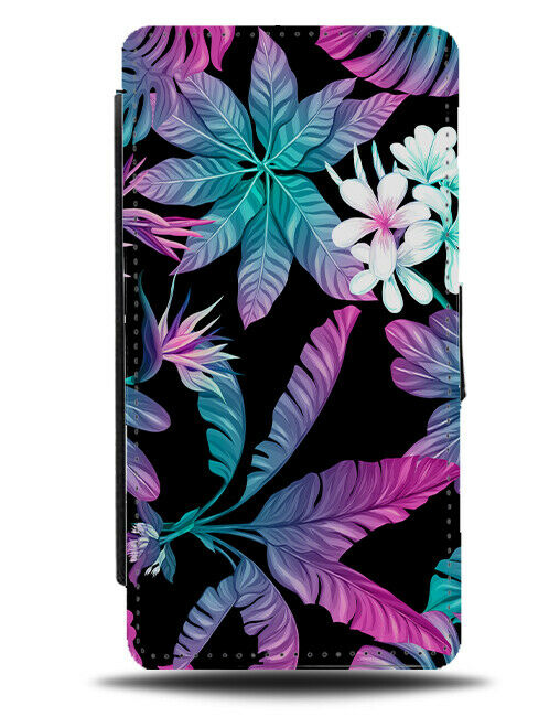 Tropical Palm Tree Neon Colourful Leaves Flip Wallet Case Lilies Party Rave G315