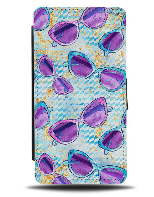 Vintage Purple Sunglasses Pattern Design Oil Painting Flip Wallet Case Art G857