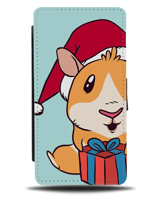 Hamster Face With Present Flip Wallet Case Hamsters Guinea Pig Christmas J480