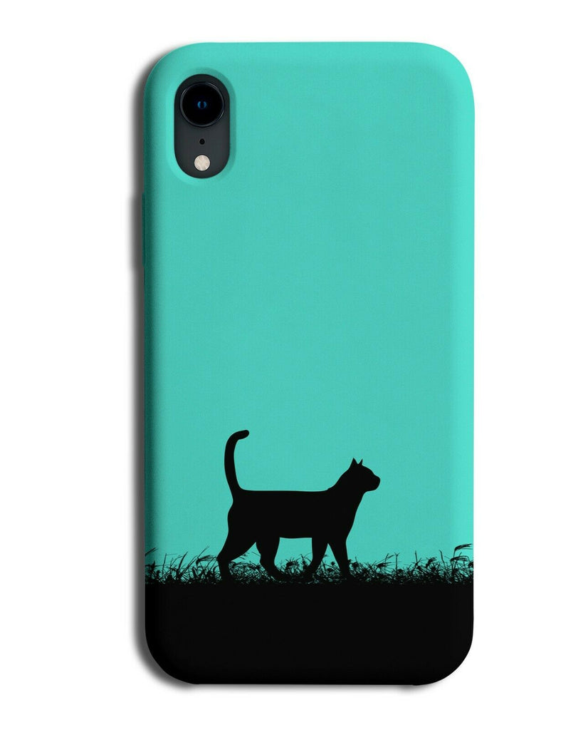 Cat Silhouette Phone Case Cover Cats Kitten Turquoise Green i264