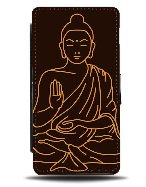 Brown and Light Buddhist Monk Flip Wallet Case Spiritual Design Indian J567