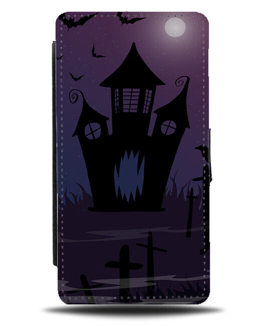 Fun Haunted Mansion Shape Flip Wallet Case Haunt Spooky Scary Silhouette J014