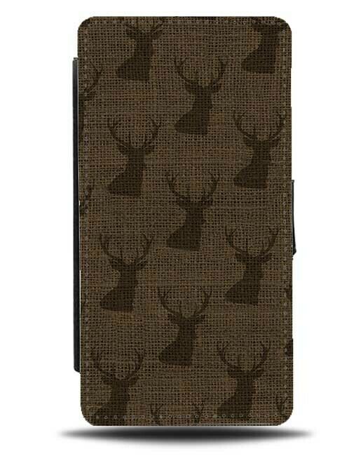 Deer Head Flip Wallet Case Stag Head Horns Buck Elk Dow Silhouette Shape F794