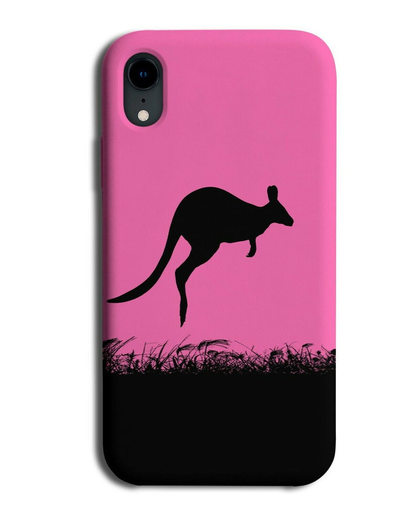 Kangaroo Silhouette Phone Case Cover Kangaroos Hot Pink Black Coloured I026
