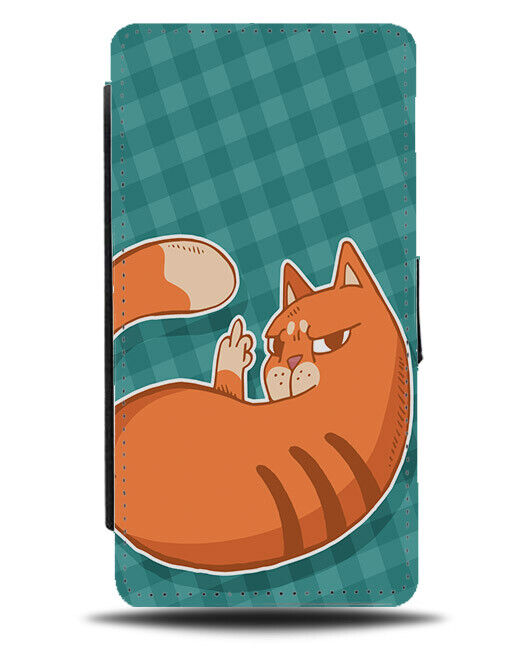 Angry Cat Swearing Flip Wallet Case Ginger Kitten Cartoon Funny Rude E657