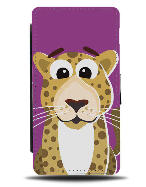 Childrens Leopard Face Flip Wallet Case Animal Kids Childs Leopards Eyes J687
