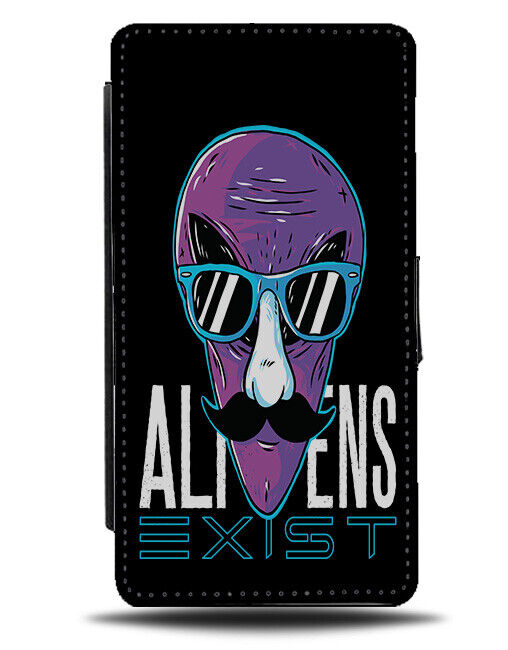 Conspiracy Theorist Aliens Exist Funny Flip Wallet Case Alien Moustache i945