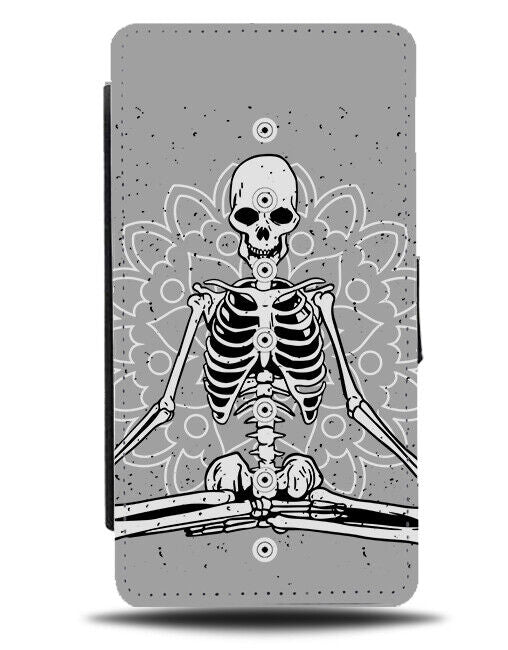 Mandala Skeleton Pattern Flip Wallet Case Design Yoga Meditating K957