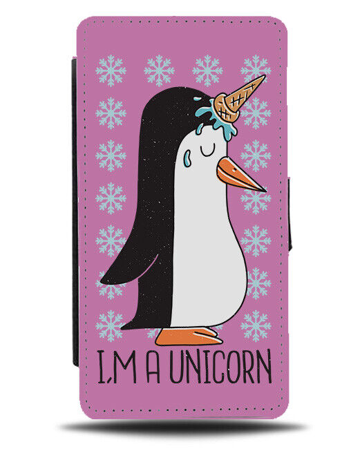 Funny Unicorn Penguin Flip Wallet Case Ice Cream Cone Day Dreamer J985