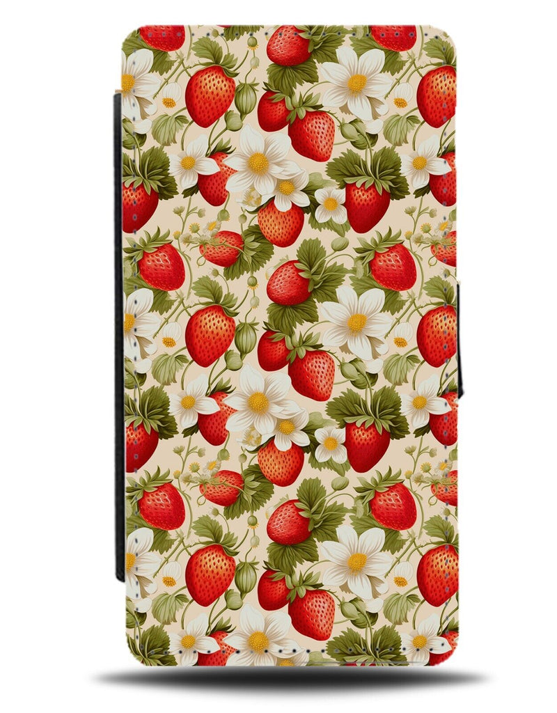 Strawberries Floral Design Flip Wallet Case Strawberry Branches Growing CQ82